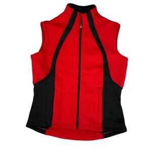 Obermeyer Vest Black Red Ski Womens Small Sleeveless Jacket Zip Up Front